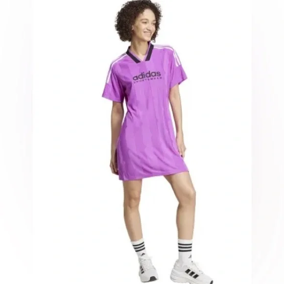 NWT Adidas Tiro Cut Three Stripes Jacquard Tee Dress Plus Size 4X - Picture 3 of 16